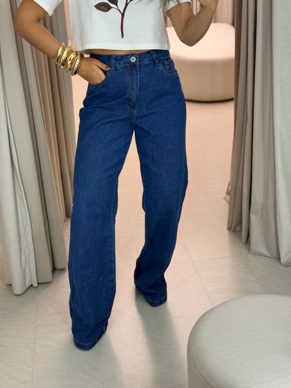 CALÇA ANA LUIZA PANTALONA JEANS ESCURO - 006650007... - CAROLLA FERRARO