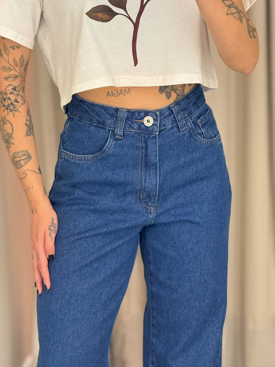 CALÇA ANA LUIZA PANTALONA JEANS ESCURO