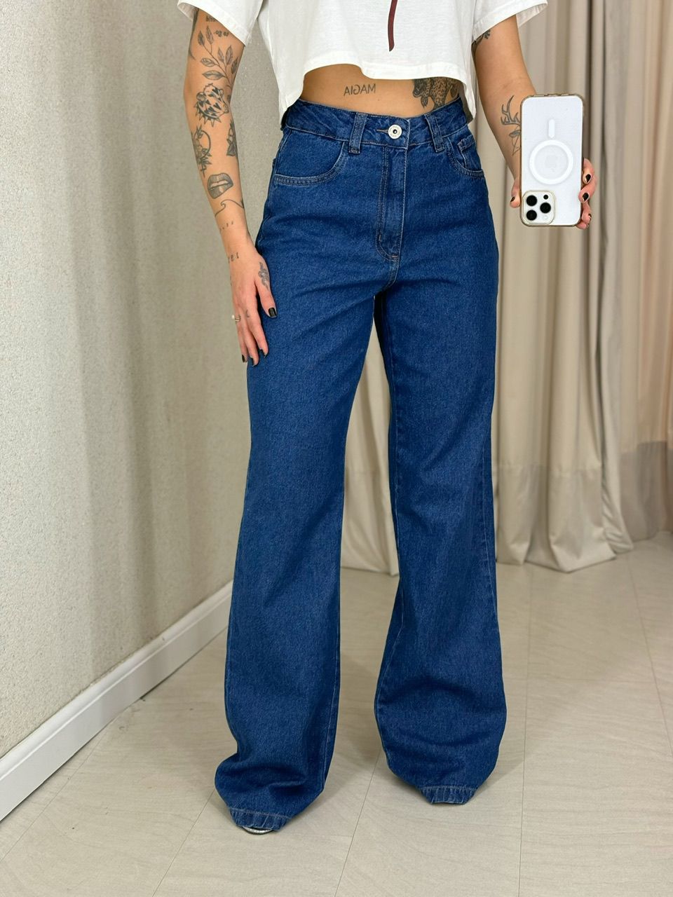 CALÇA ANA LUIZA PANTALONA JEANS ESCURO