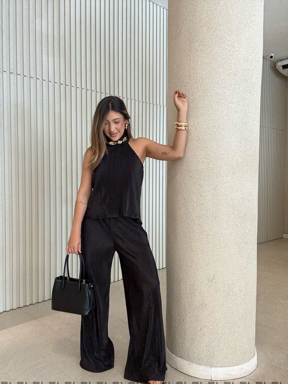 CONJUNTO ISABELLY PLISSADO PRETO