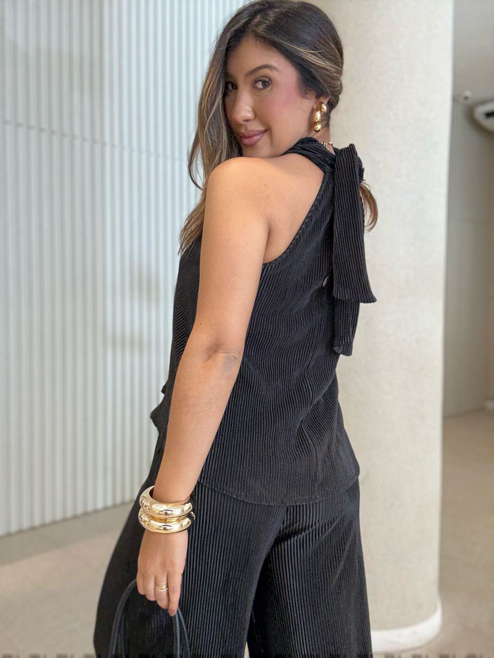 CONJUNTO ISABELLY PLISSADO PRETO