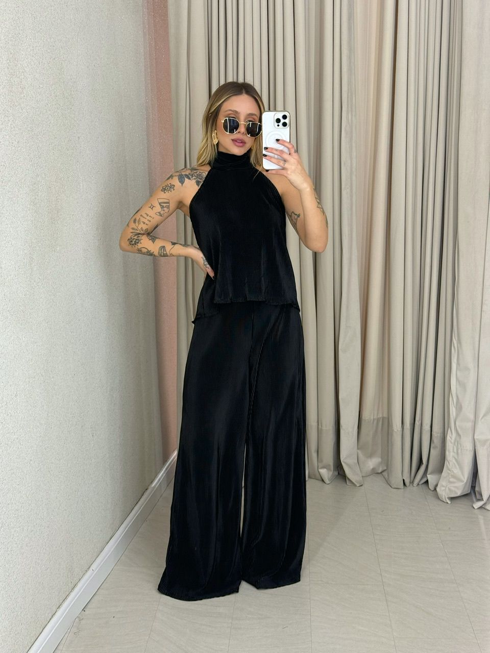 CONJUNTO ISABELLY PLISSADO PRETO