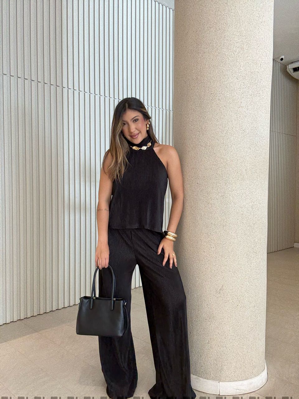 CONJUNTO ISABELLY PLISSADO PRETO - 0066520032 - CAROLLA FERRARO