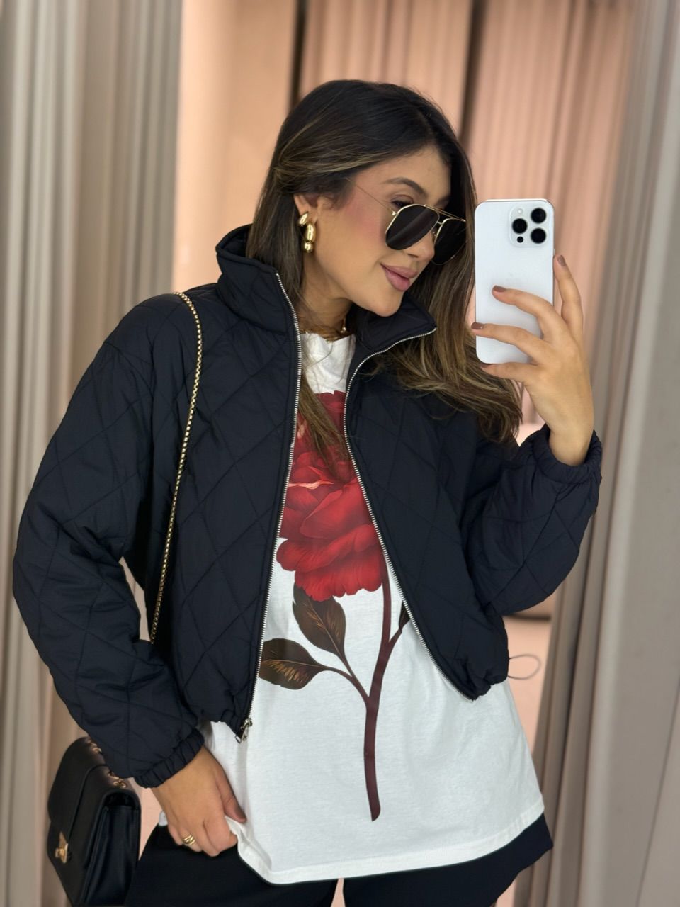 JAQUETA TÂMARA ZÍPER PRETA - 0066280033 - CAROLLA FERRARO