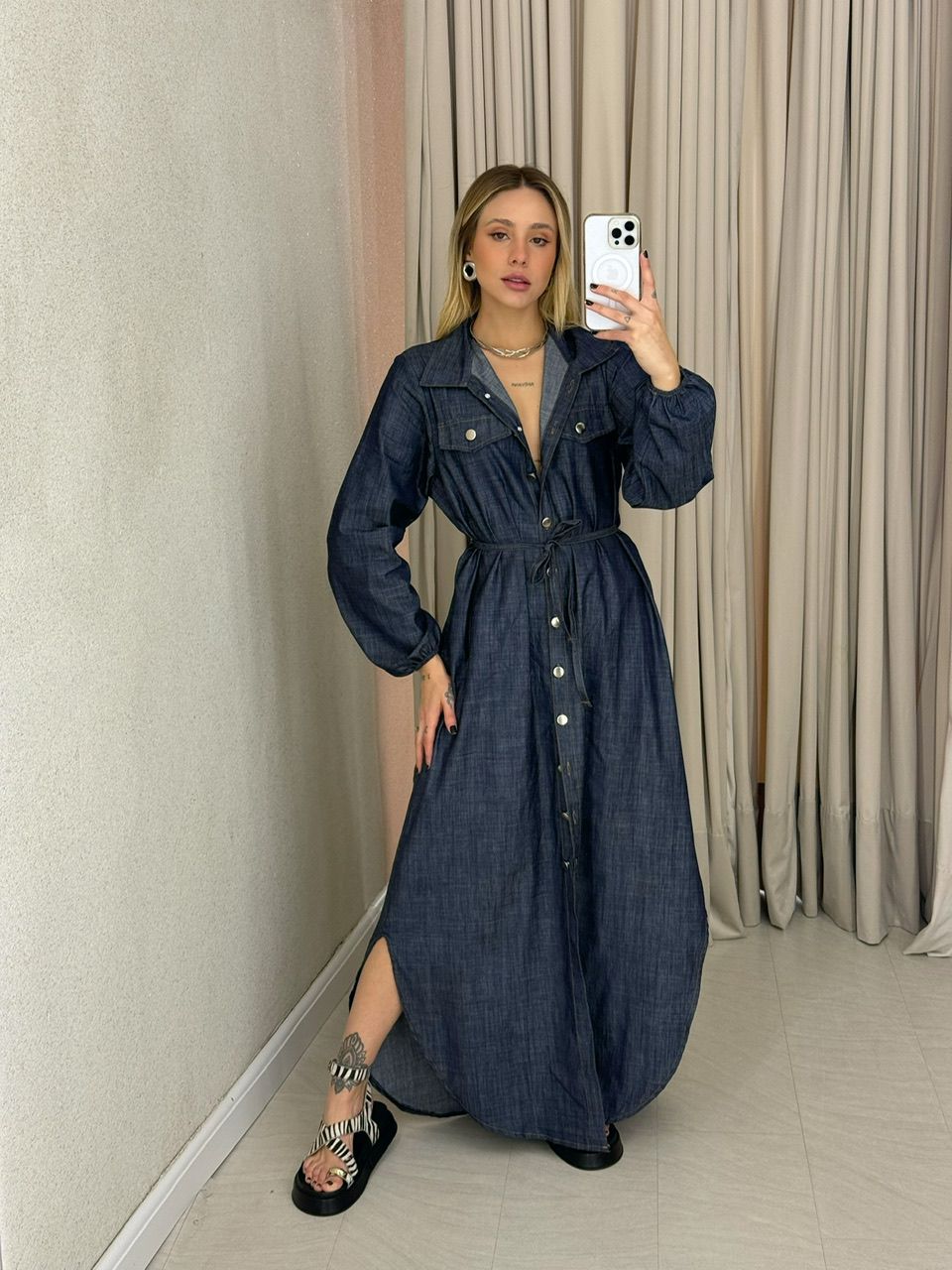 VESTIDO FLAVIA BOTÕES JEANS
