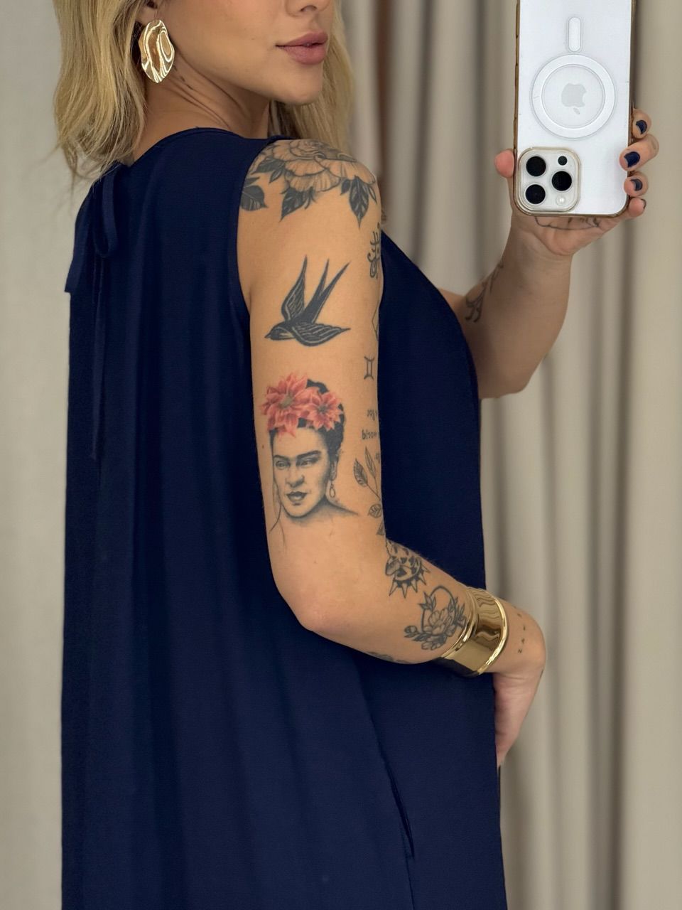 VESTIDO PERLA MIDI MARINHO