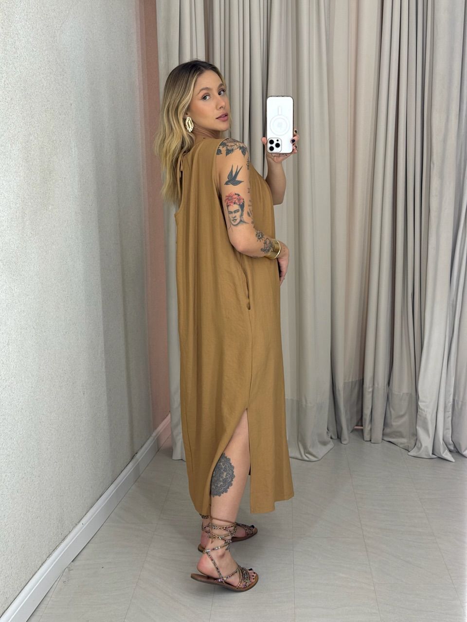 VESTIDO PERLA MIDI NUDE