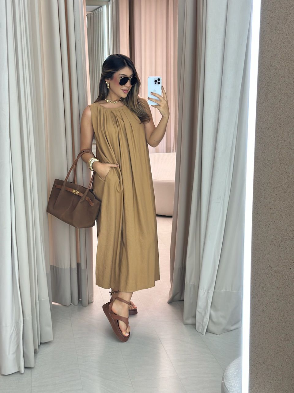 VESTIDO PERLA MIDI NUDE