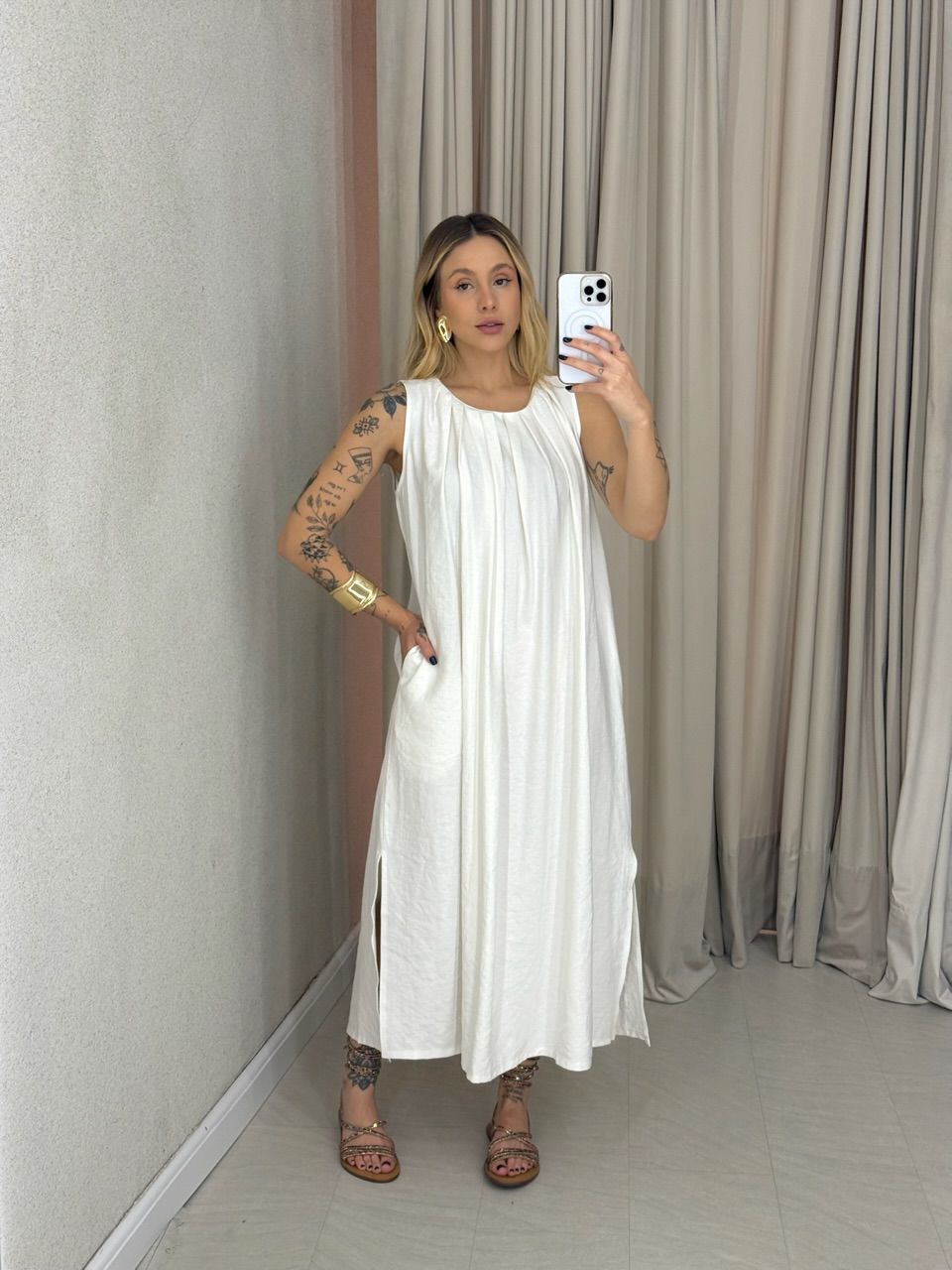 VESTIDO PERLA MIDI OFF