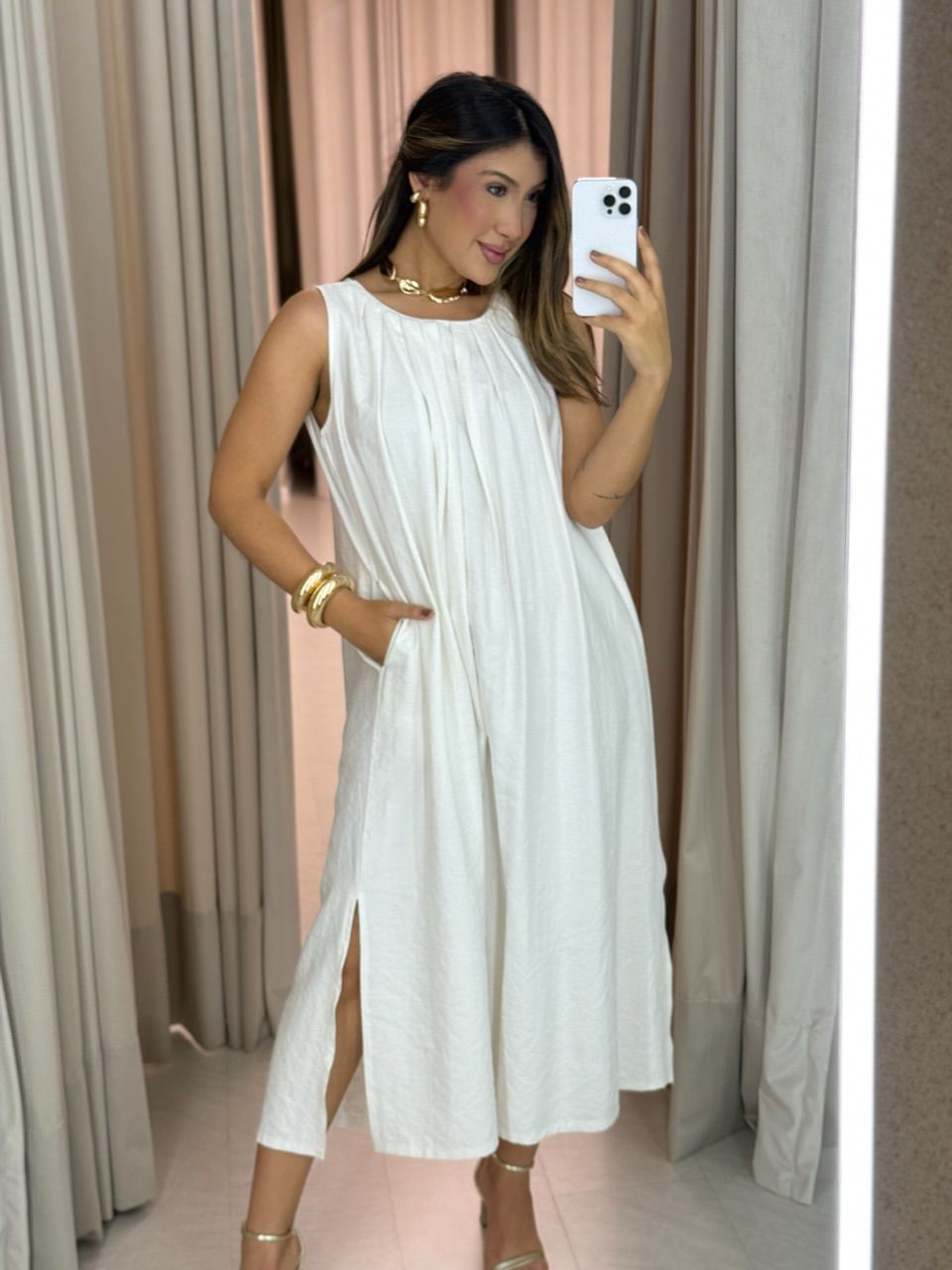 VESTIDO PERLA MIDI OFF - 0066180048 - CAROLLA FERRARO