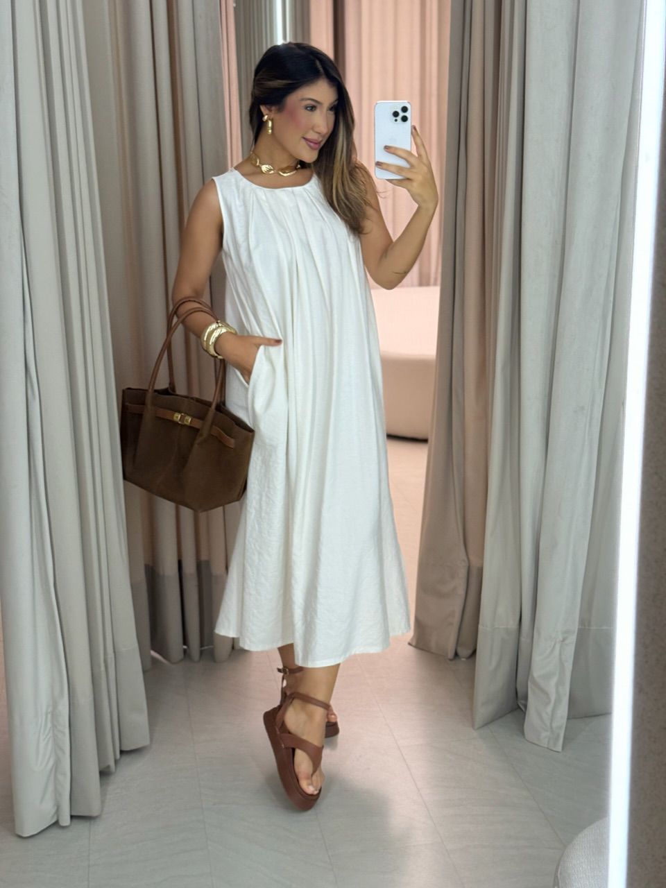 VESTIDO PERLA MIDI OFF