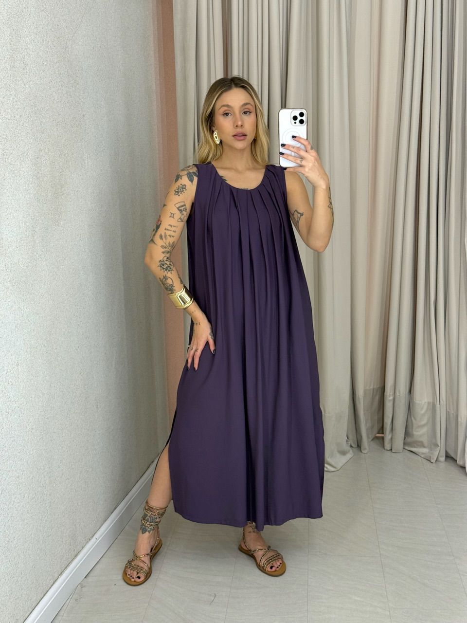 VESTIDO PERLA MIDI ROXO