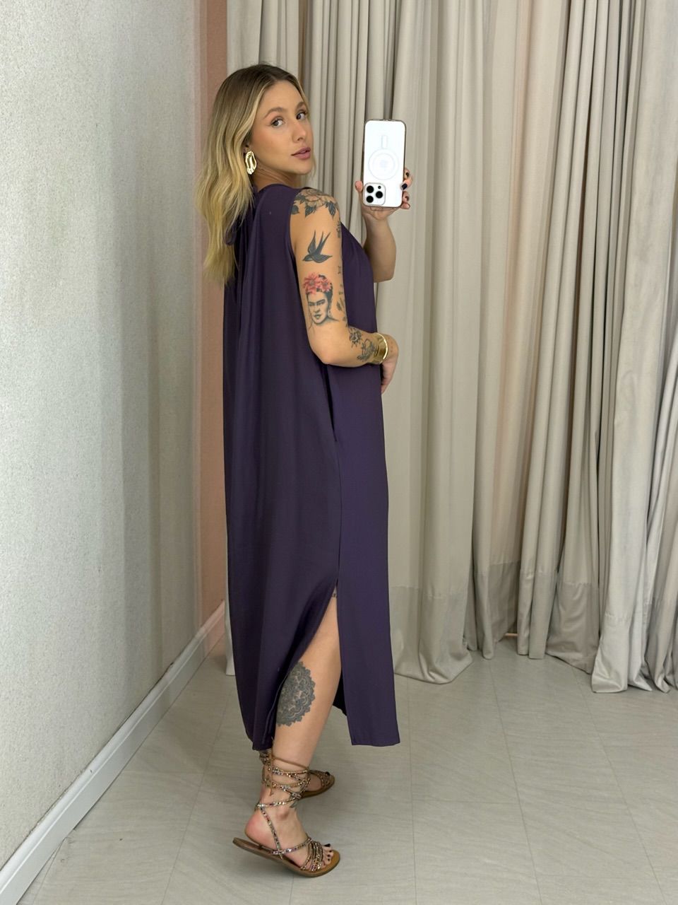 VESTIDO PERLA MIDI ROXO