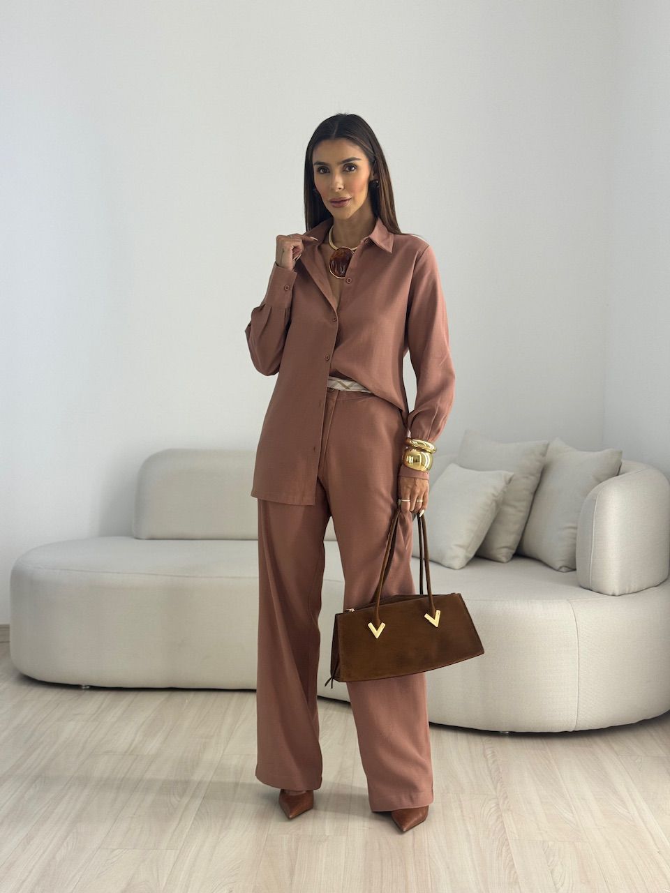 CONJUNTO ANA LIVIA CAMISA CAPUCCINO 