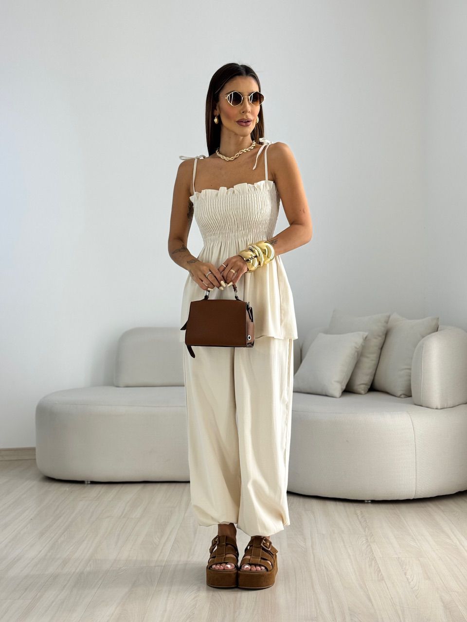 CONJUNTO ANGELINA LASTEX AREIA