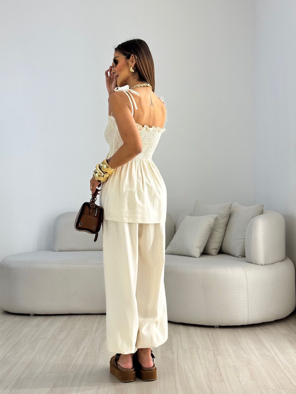 CONJUNTO ANGELINA LASTEX AREIA