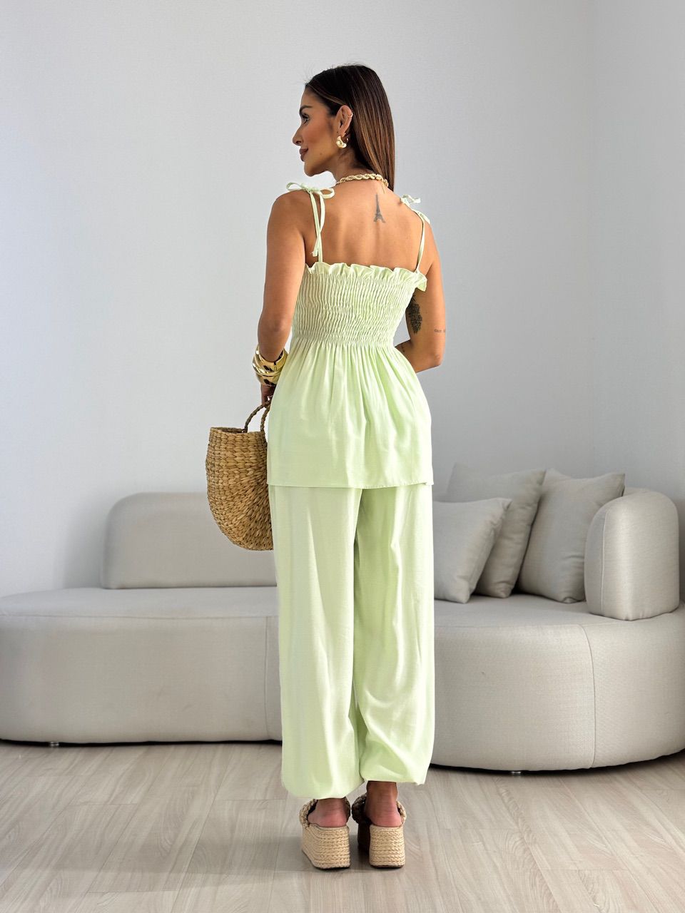 CONJUNTO ANGELINA LASTEX BABY GREEN