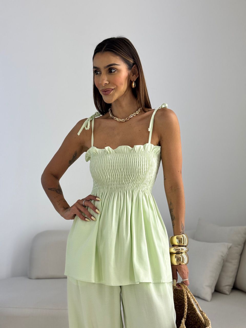 CONJUNTO ANGELINA LASTEX BABY GREEN