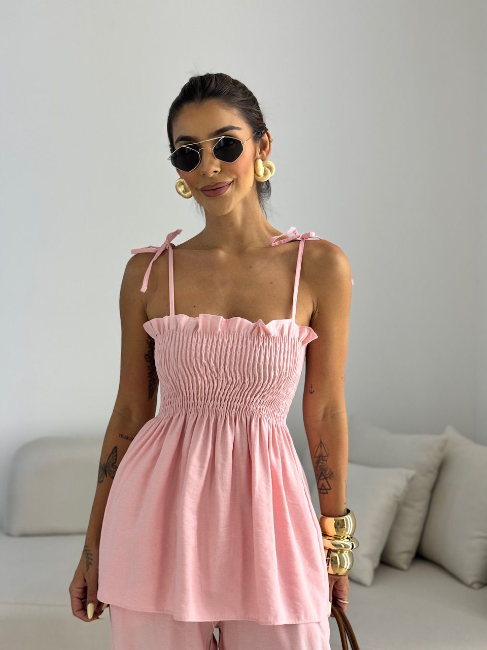 CONJUNTO ANGELINA LASTEX ROSA