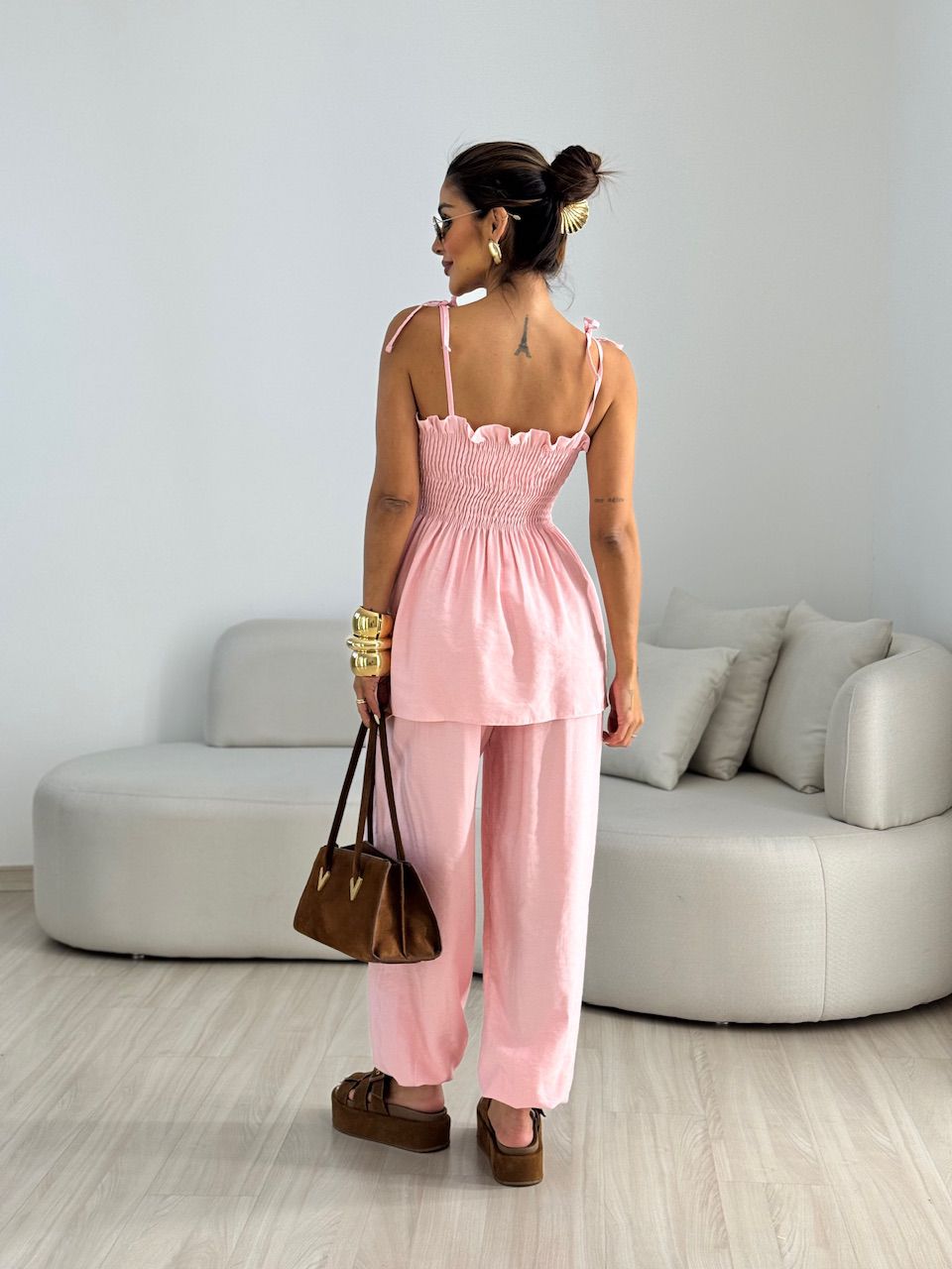 CONJUNTO ANGELINA LASTEX ROSA