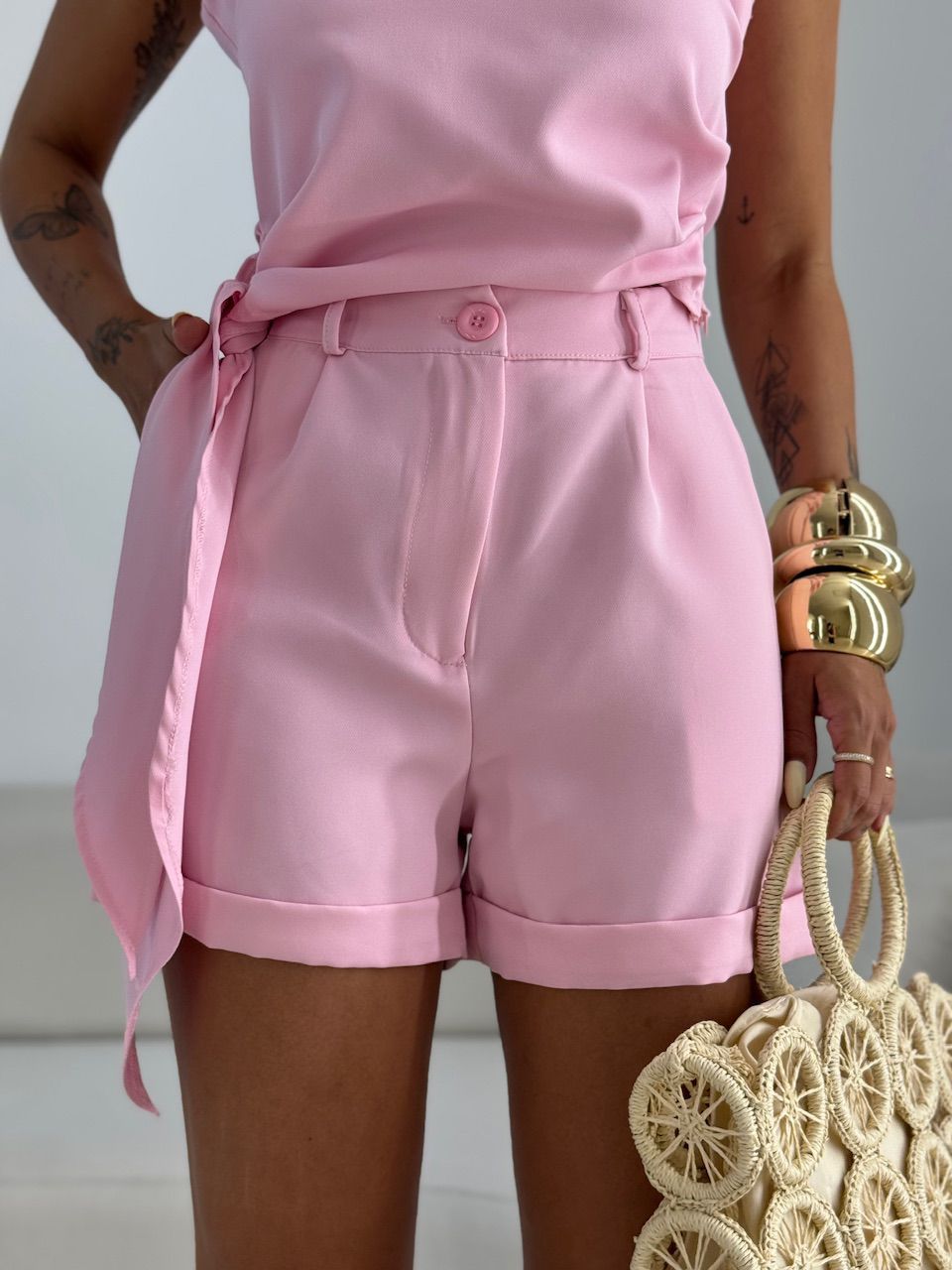 CONJUNTO TAIS BLUSA ASSIMÉTRICA ROSA