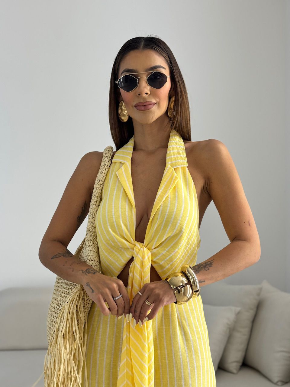 MACACÃO JADE LISTRAS AMARELO