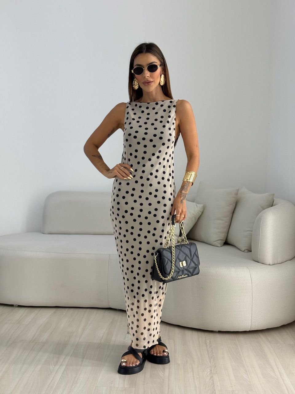VESTIDO GRETA TULE POÁ MARFIM. - 0068980444 - CAROLLA FERRARO