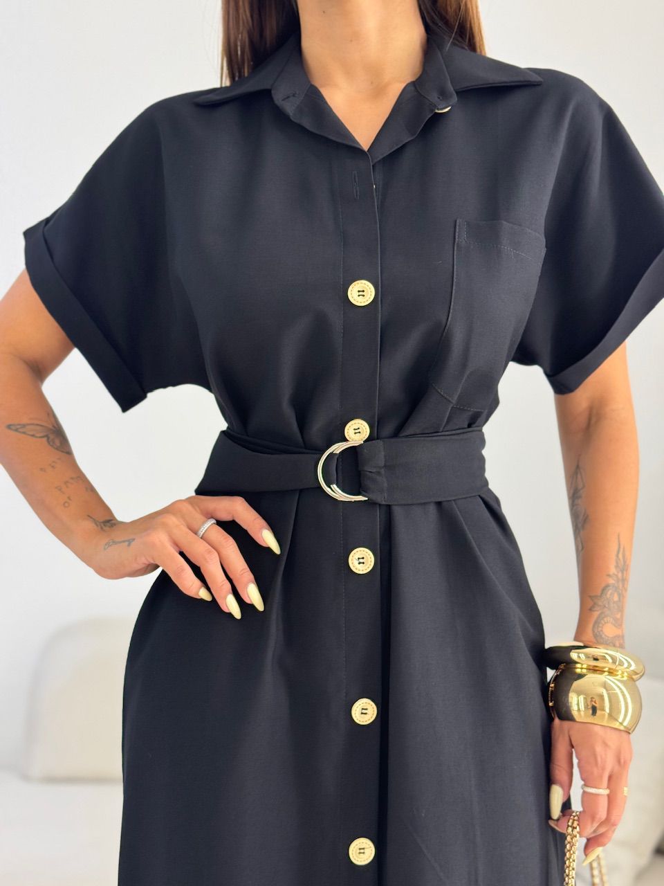 VESTIDO LEILA GOLA PRETO