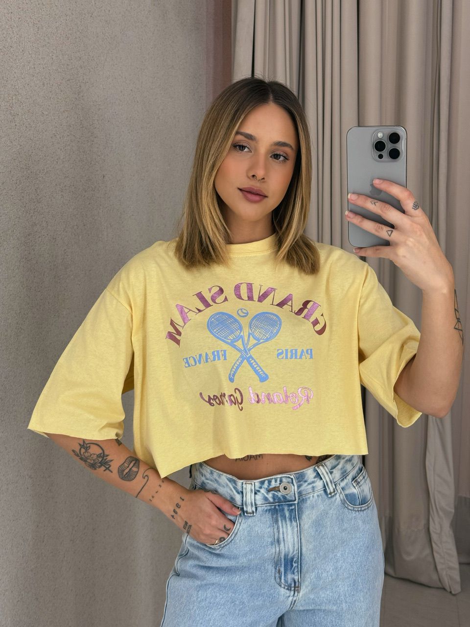 CROPPED GRAND SLAM AMARELO - 0057490111 - CAROLLA FERRARO