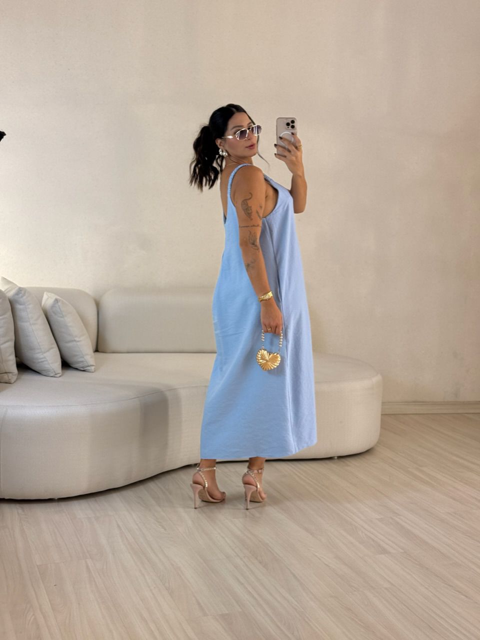 VESTIDO SUZANE MIDI ALÇA AZUL