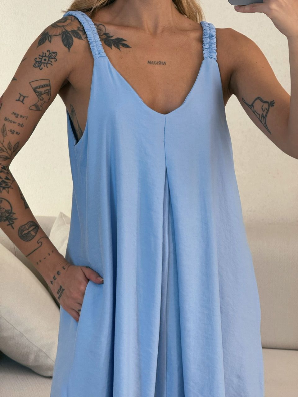 VESTIDO SUZANE MIDI ALÇA AZUL