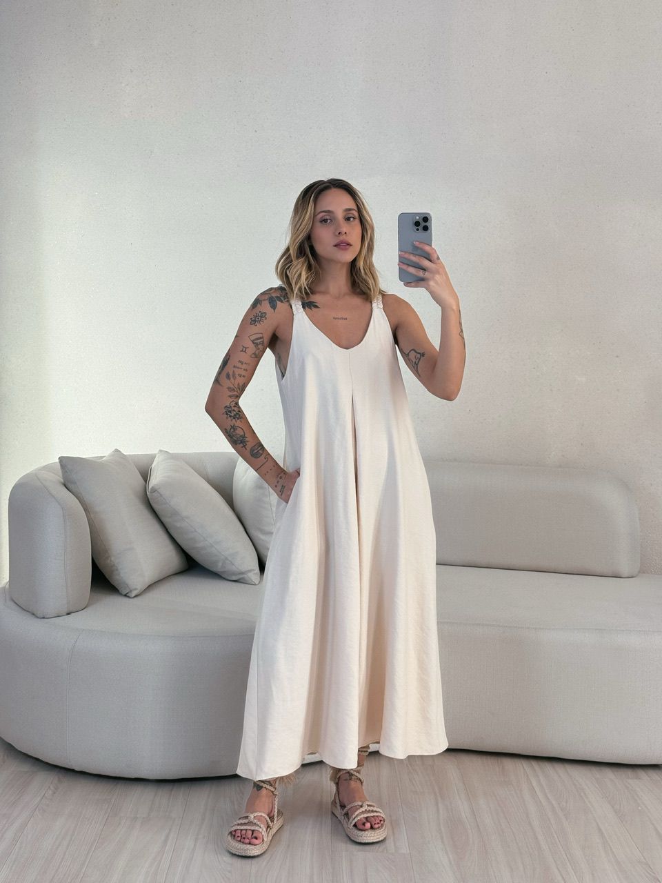 VESTIDO SUZANE MIDI ALÇA PALHA