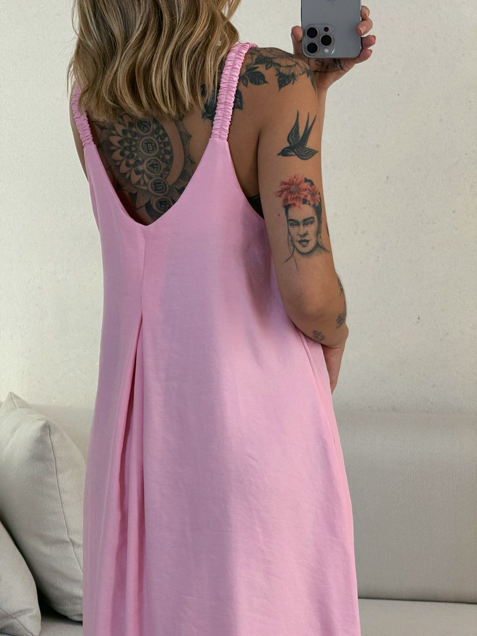 VESTIDO SUZANE MIDI ALÇA ROSA