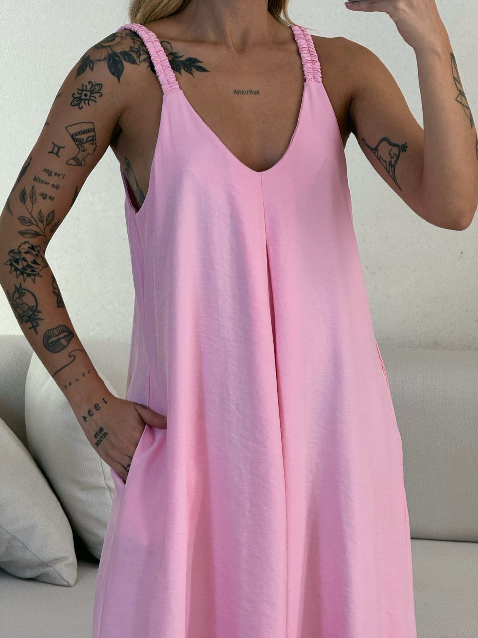VESTIDO SUZANE MIDI ALÇA ROSA