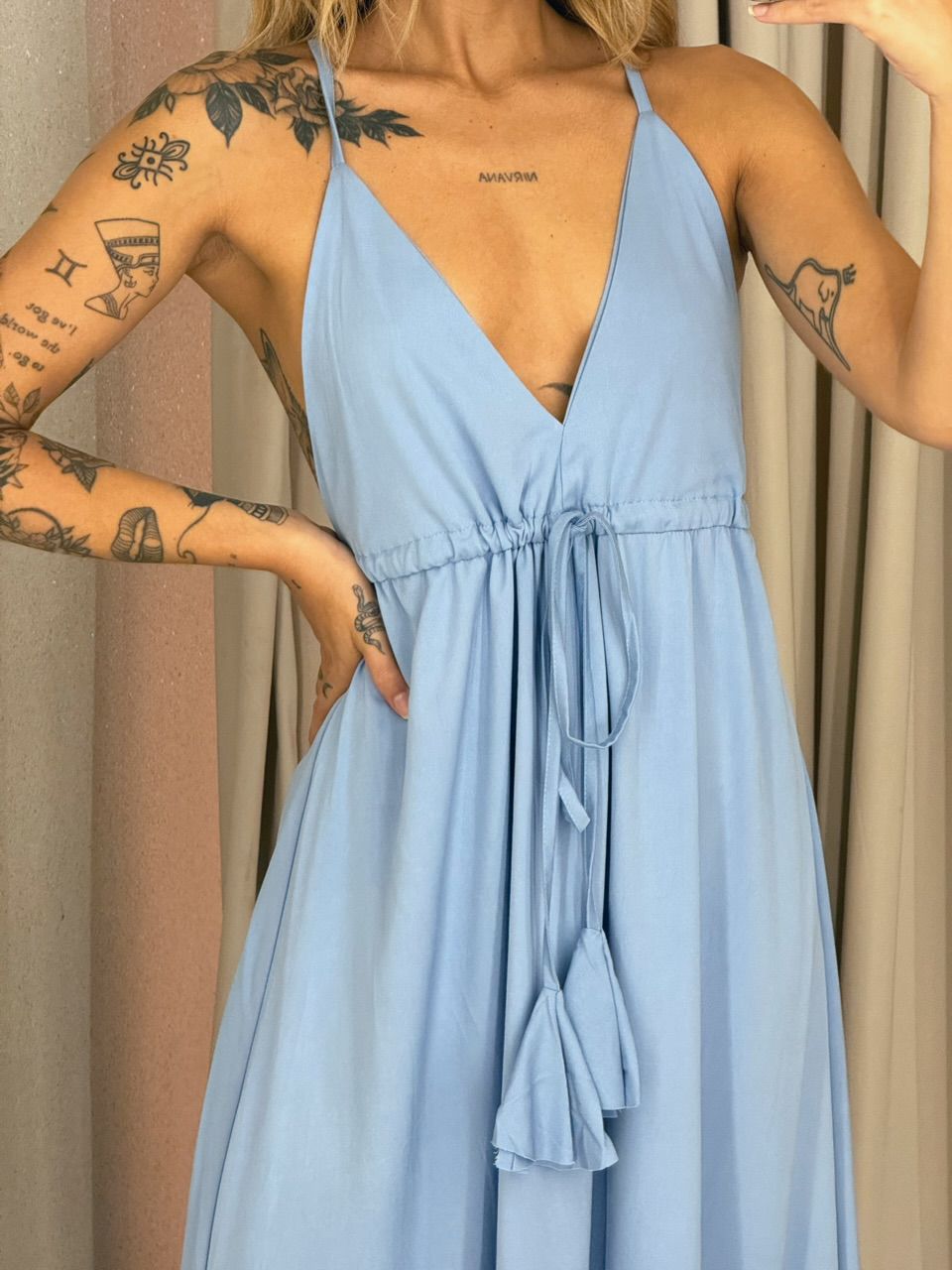 VESTIDO HELLEN alça azul