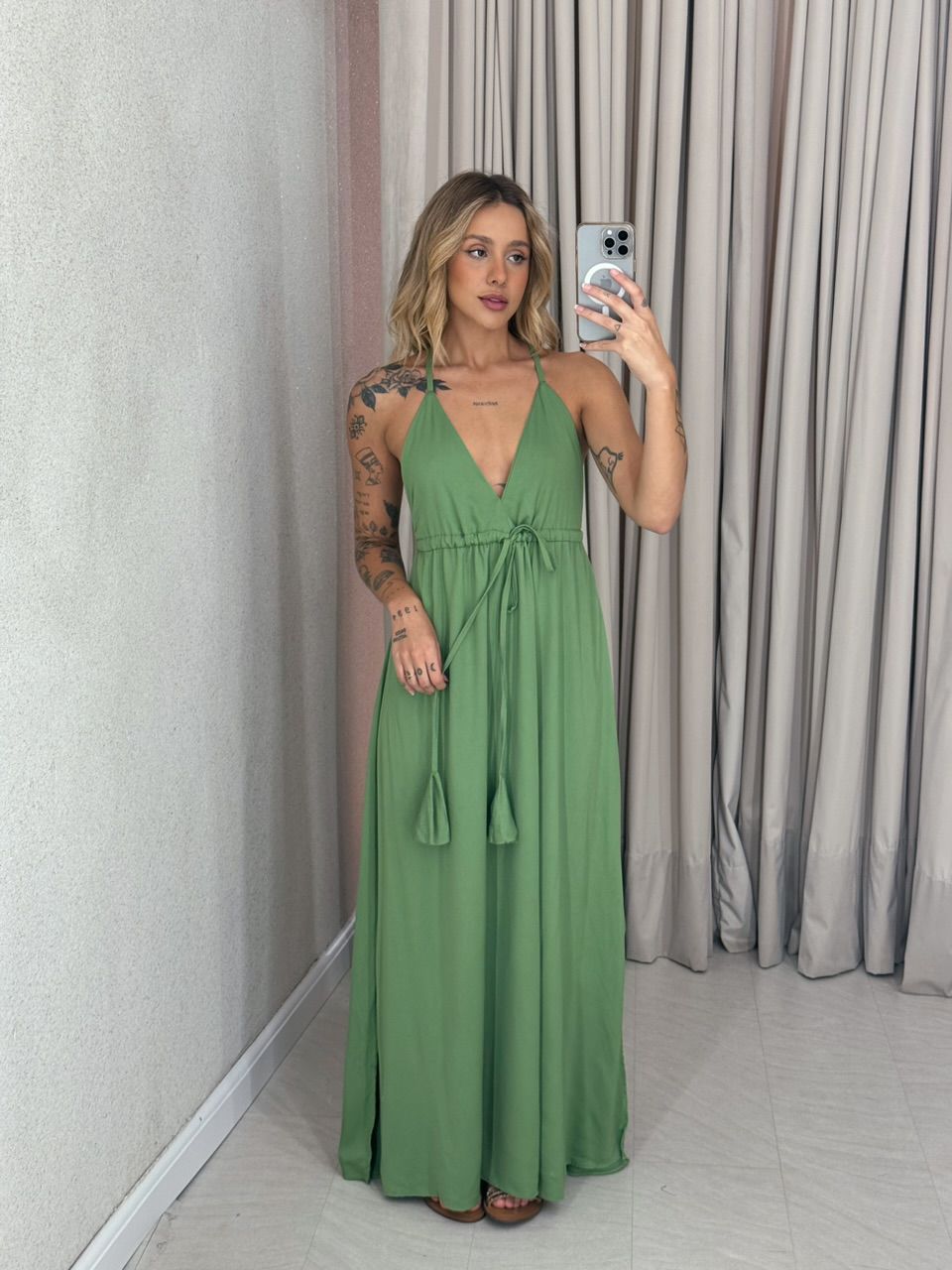 VESTIDO HELLEN alça verde