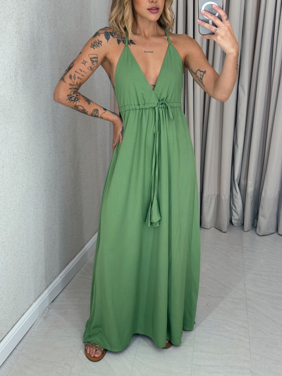 VESTIDO HELLEN alça verde