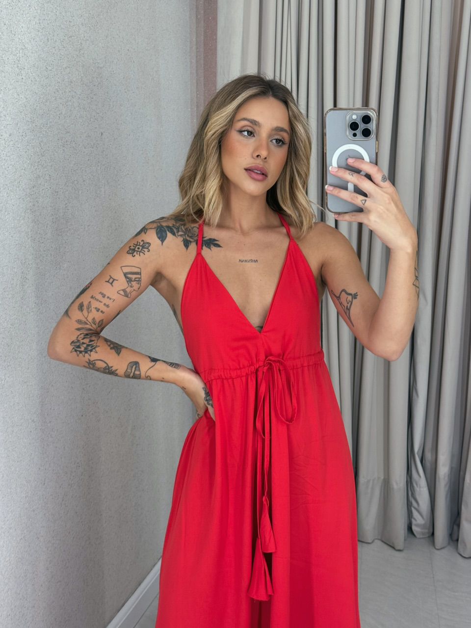 VESTIDO HELLEN alça vermelho