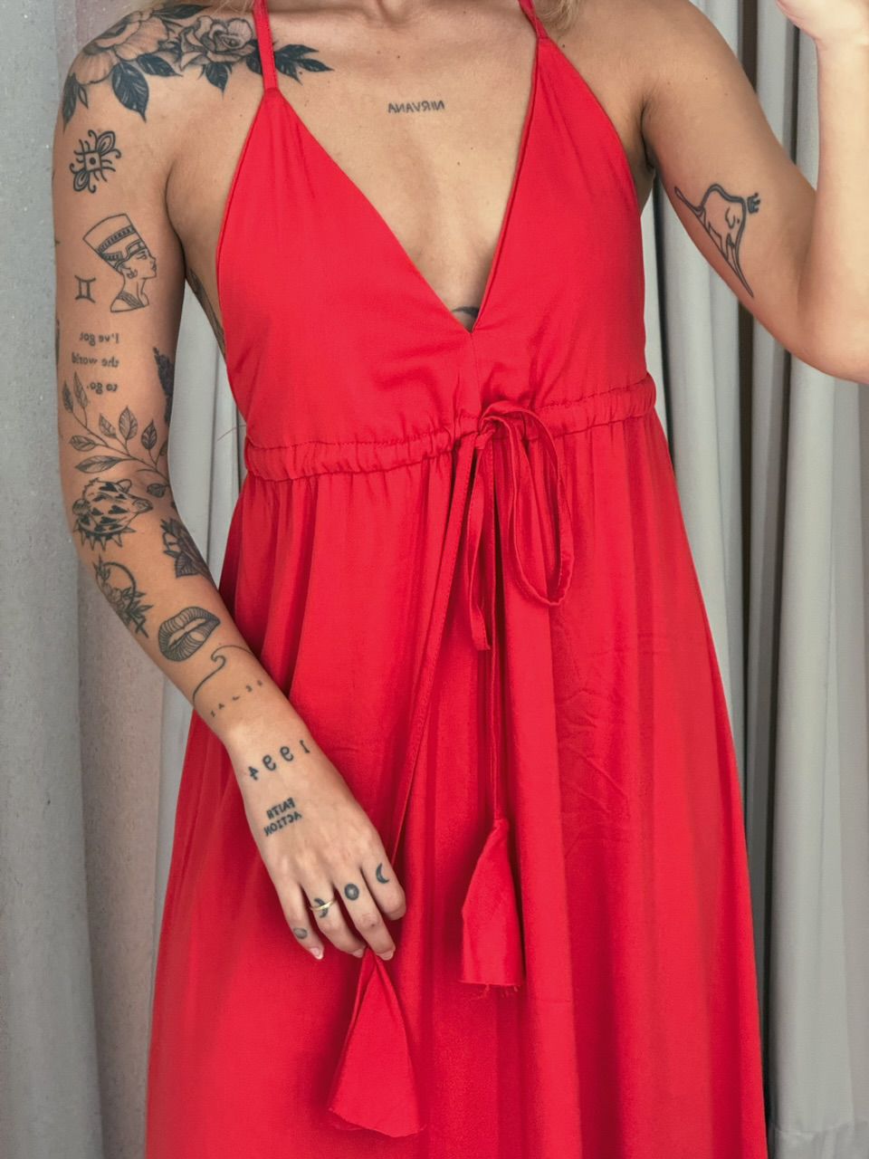 VESTIDO HELLEN alça vermelho
