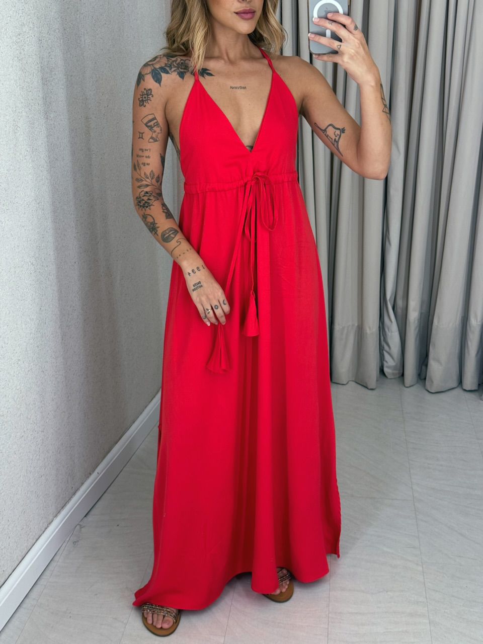 VESTIDO HELLEN alça vermelho