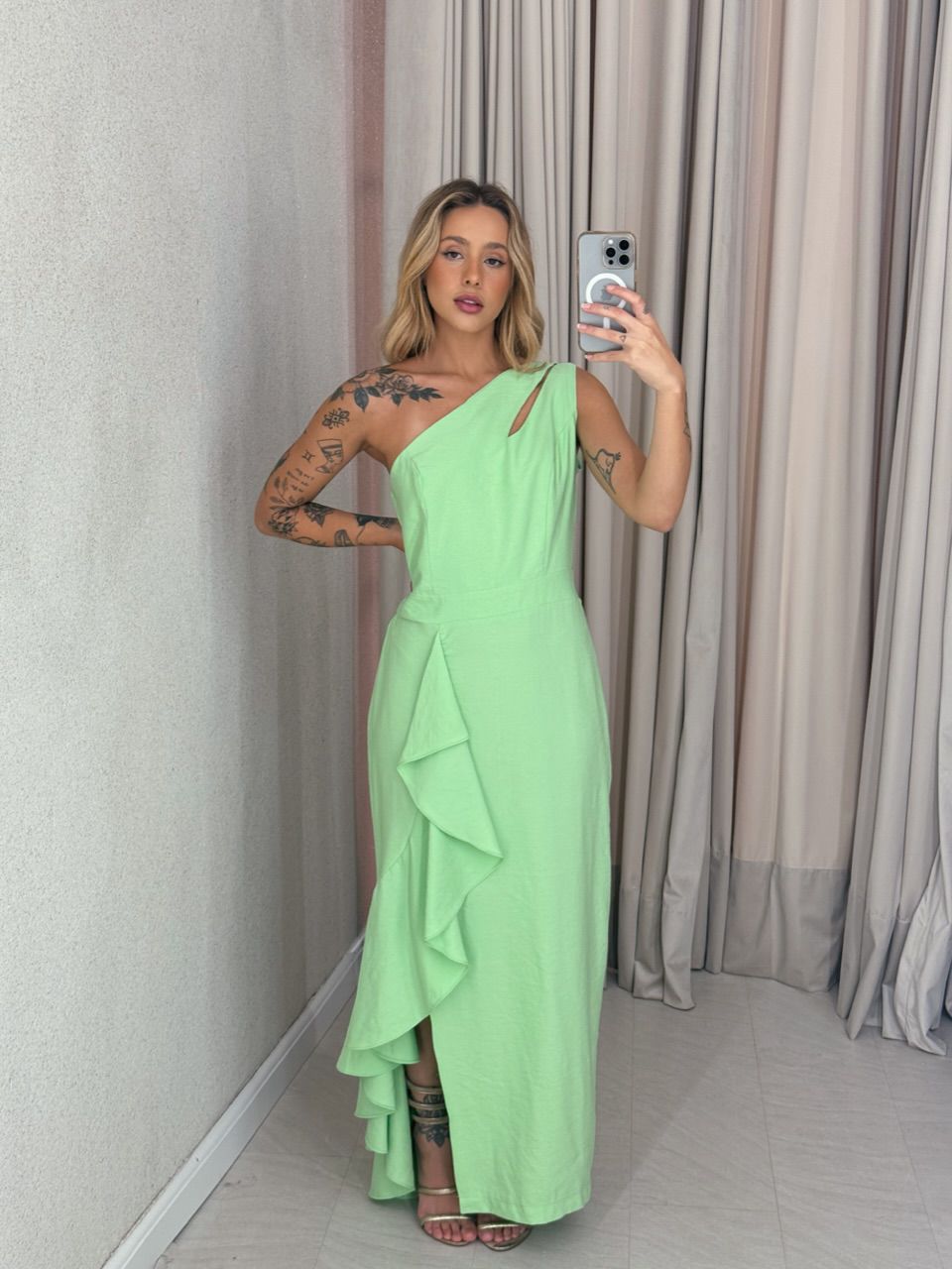 VESTIDO SUELI NULA MANGA verde