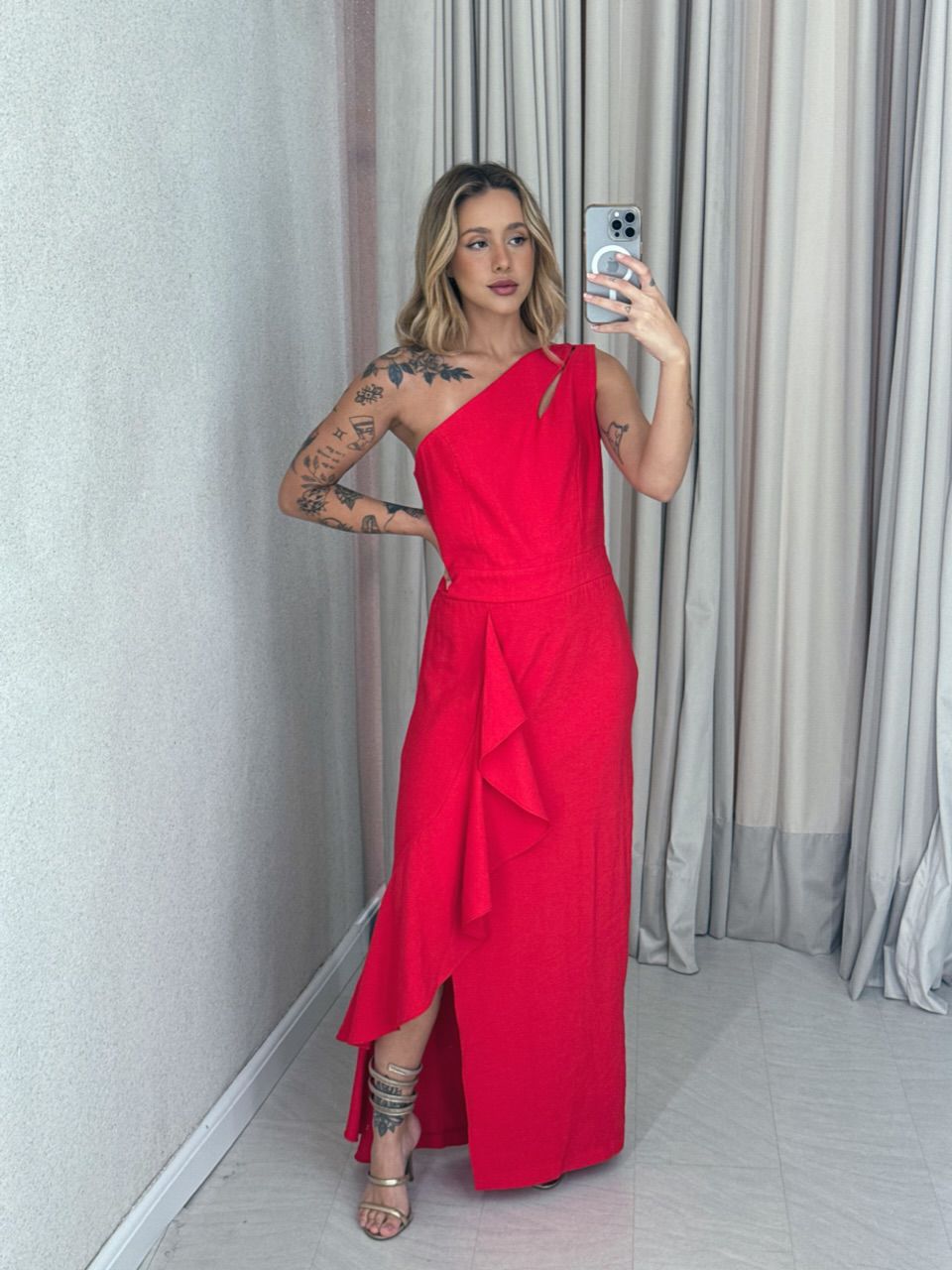 VESTIDO SUELI NULA MANGA vermelho - 0059510006 - CAROLLA FERRARO