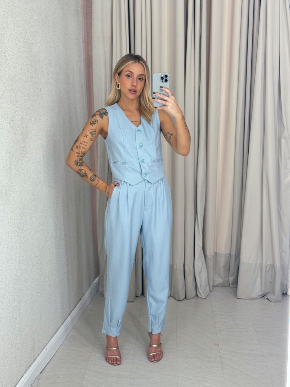 CONJUNTO AYLLA Calça CINZA AZULADO - 0061400361 - CAROLLA FERRARO
