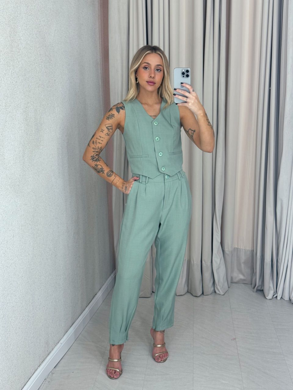 CONJUNTO AYLLA Calça verde - 0061400014 - CAROLLA FERRARO