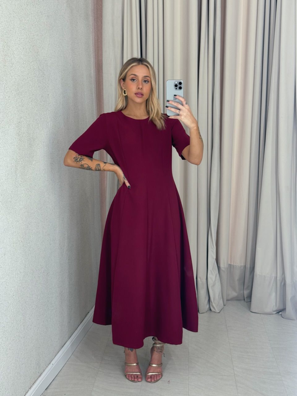 VESTIDO JULIA LONGO CHERRY RED - 0061490330 - CAROLLA FERRARO