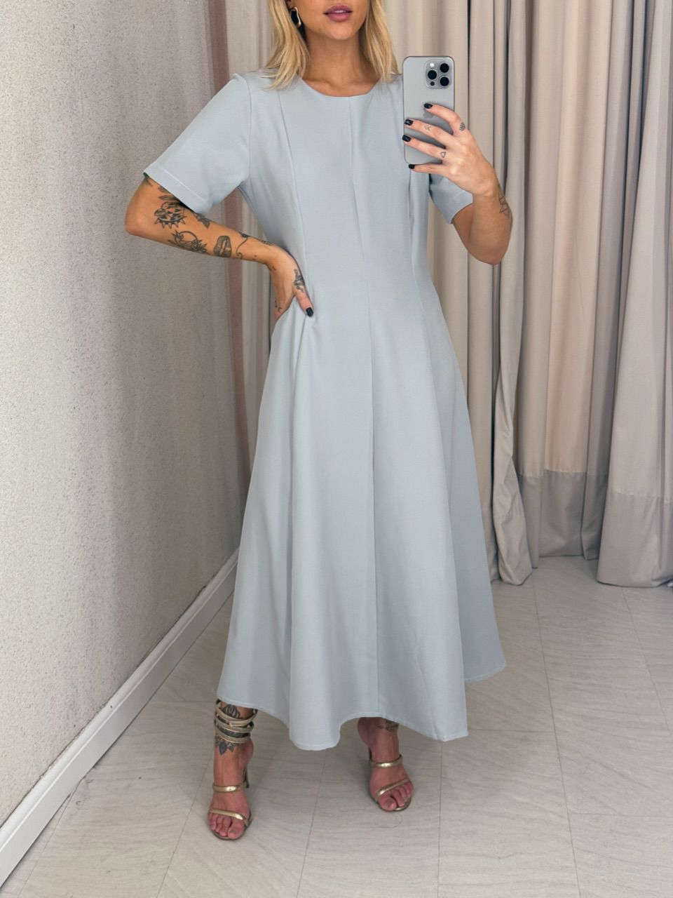 VESTIDO JULIA LONGO CINZA