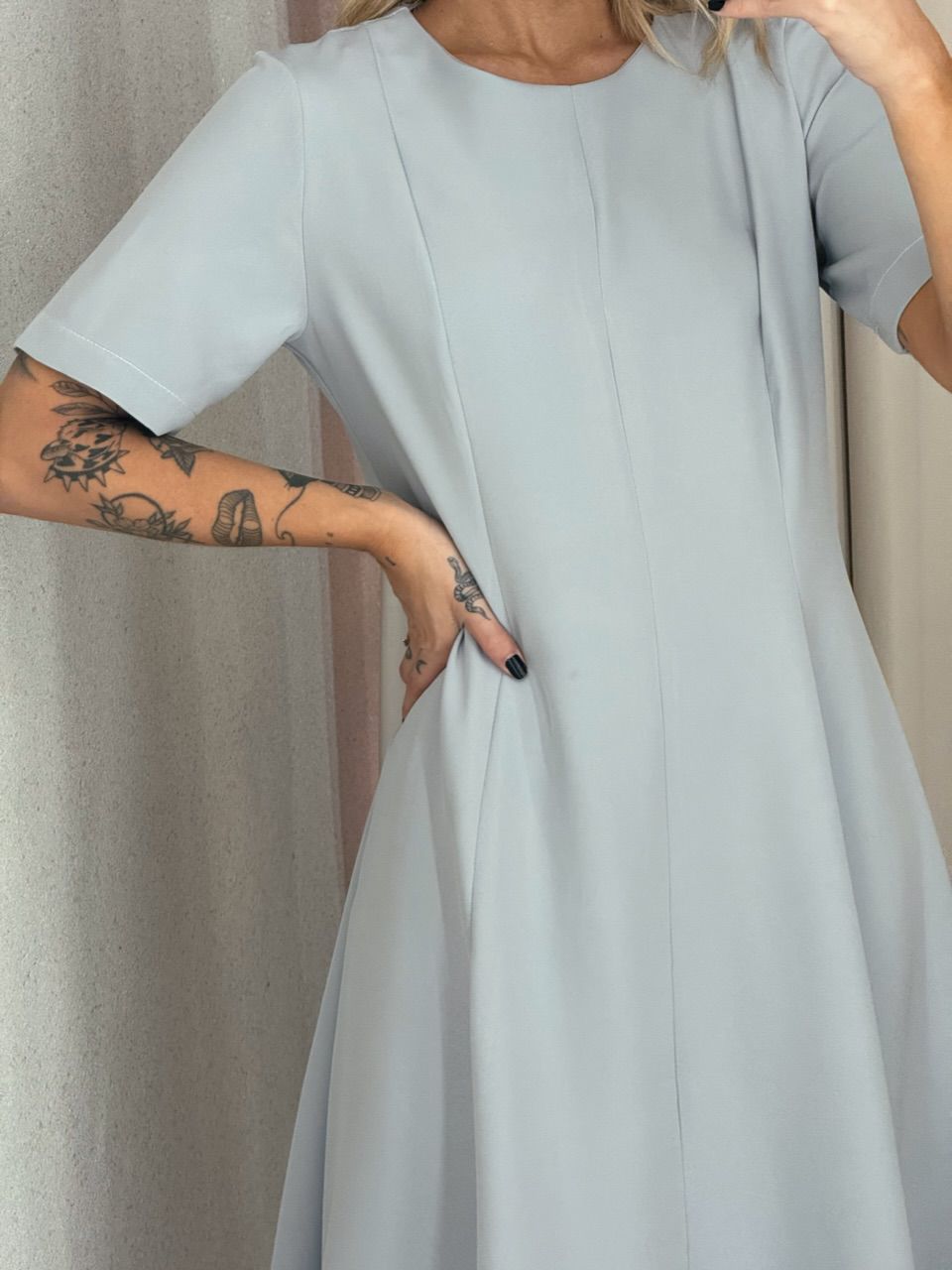VESTIDO JULIA LONGO CINZA