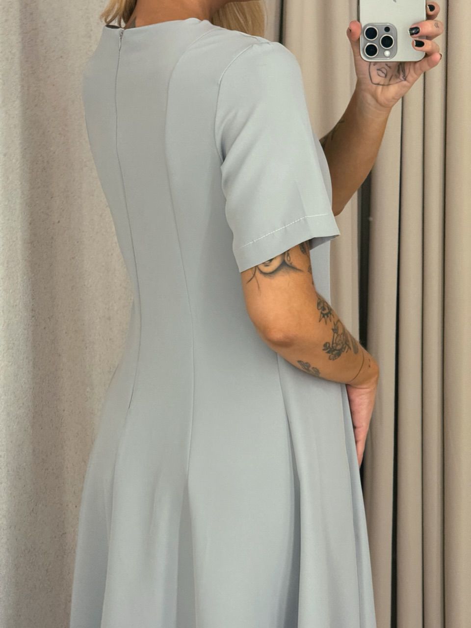 VESTIDO JULIA LONGO CINZA