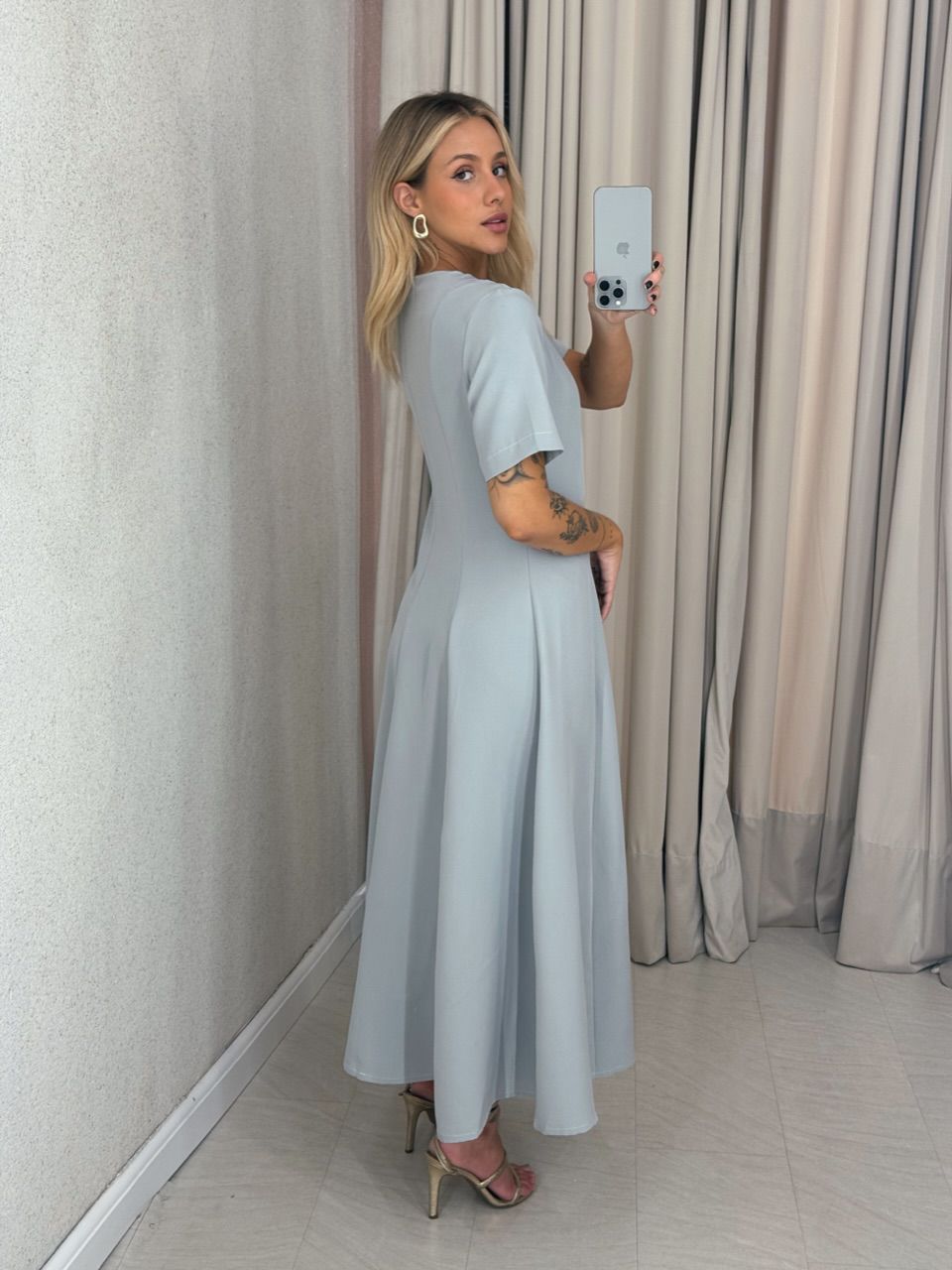 VESTIDO JULIA LONGO CINZA