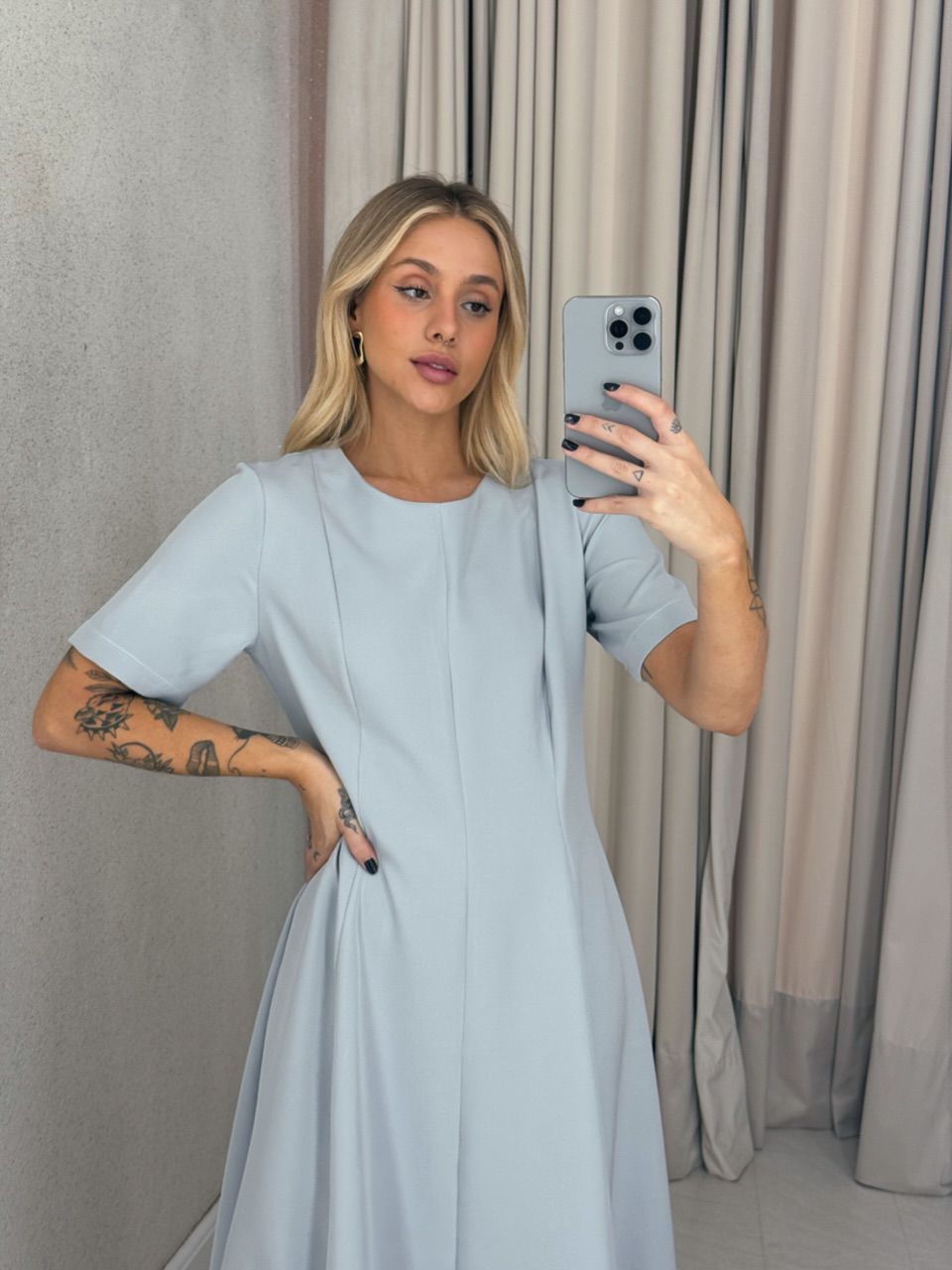 VESTIDO JULIA LONGO CINZA